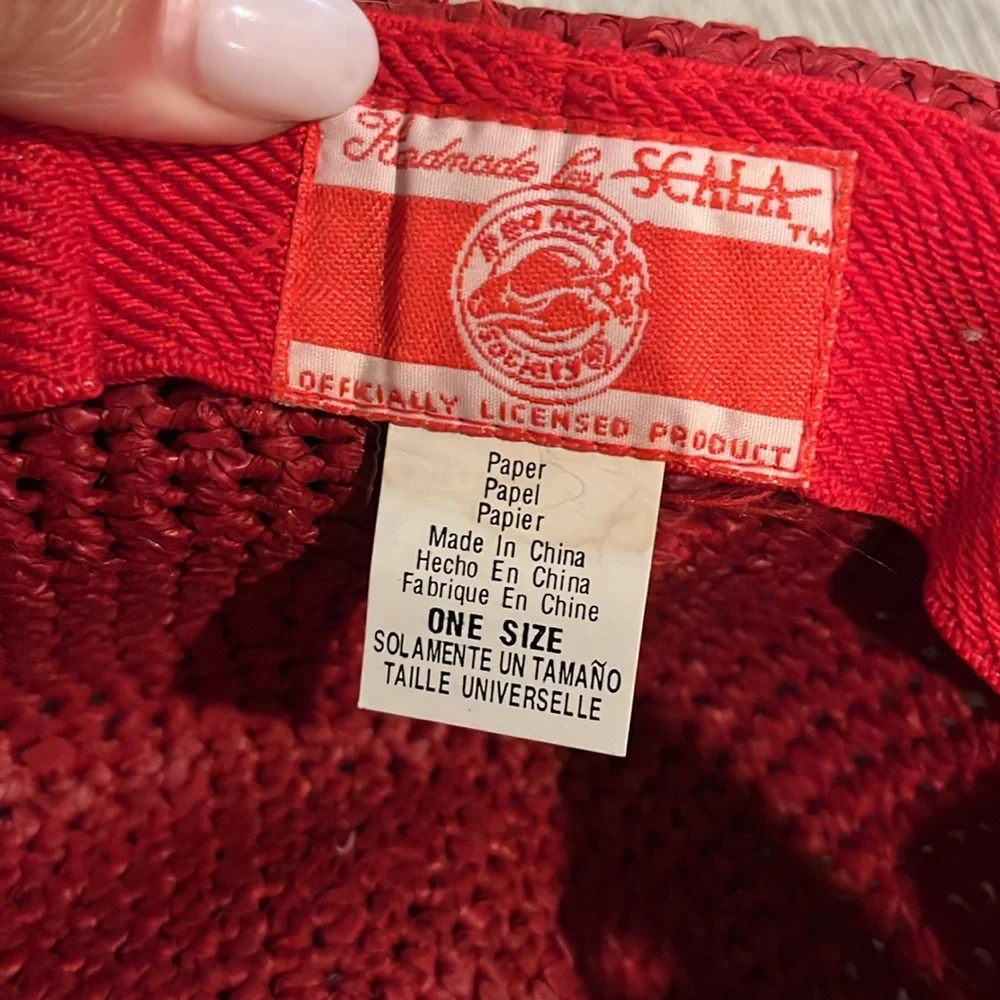 Vintage Red straw hat.